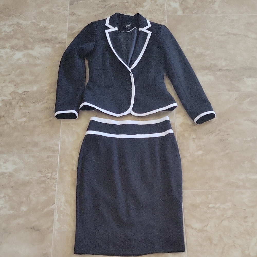 XOXO Black Pencil Skirt with White Trim Two-Piece Set